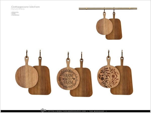 Sims 4 — Cottagecore - wall cutting boards by Severinka_ — A furniture and decor set for the kitchen.