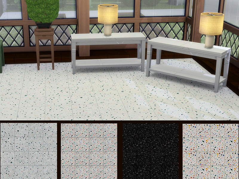 Sims 4 architectural Build Mode detail CC Terrazzo Slate Tile by Surfkitten