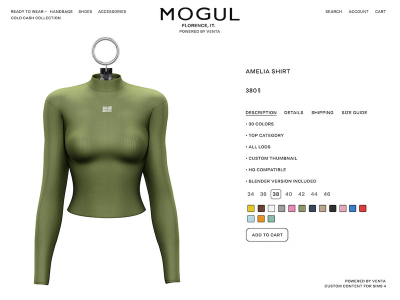 Sims 4 Patreon-labeled fashion CC MOGUL - Amelia Shirt - Patreon Exclusive by VentaStudio