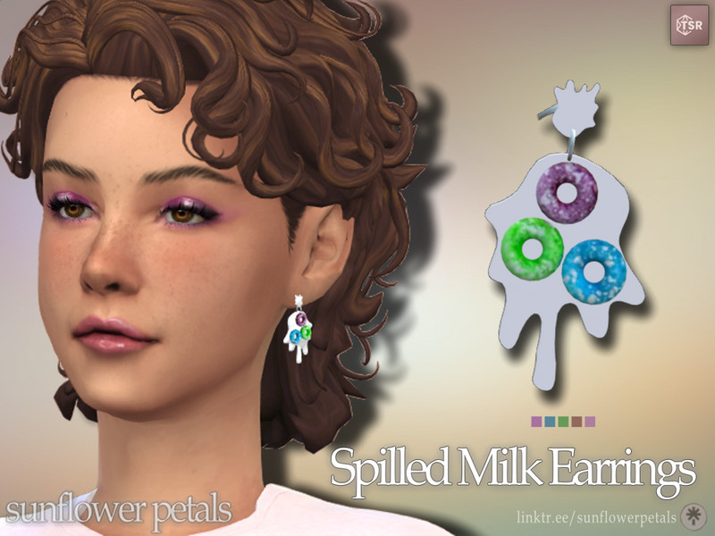 Sims 4 men’s accessory CC Spilled Milk Earrings by SunflowerPetalsCC