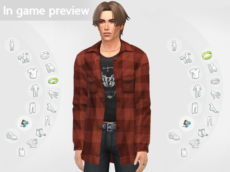 Sims 4 weathered industrial and grunge CC CC MisfitSim - Grunge Checkered Shirt as Accessory Wrist M by MisfitSim_