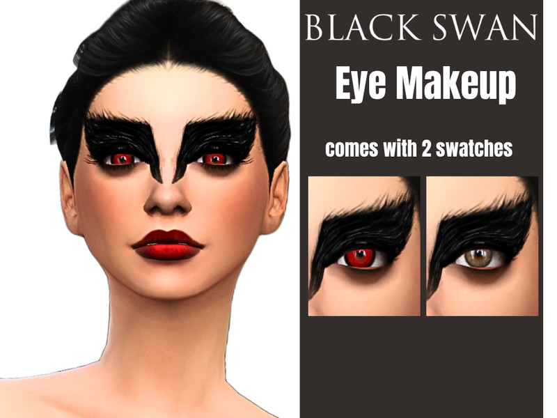 Sims 4 dark gothic and punk custom content CC Black Swan Inspired Eye Makeup by _alttrait_
