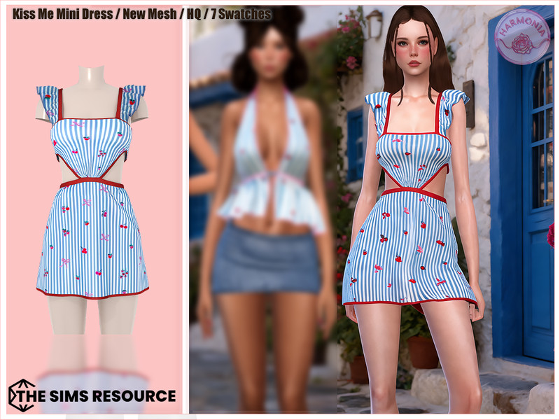 Sims 4 dress CC Kiss Me Set Mini Dress by Harmonia