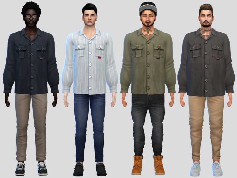 Sims 4 men’s clothing CC Athos Button Shirt by McLayneSims