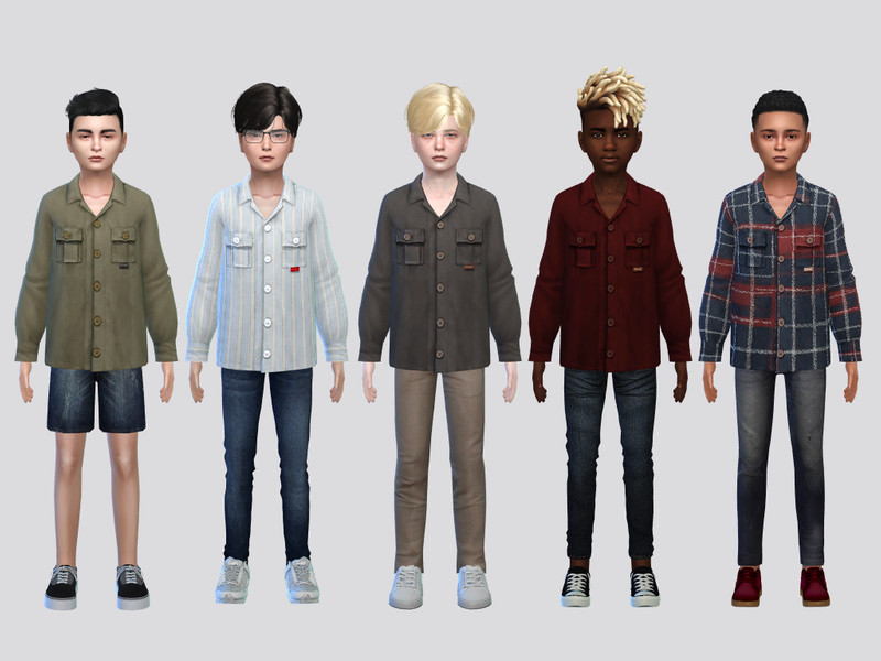 Sims 4 kids clothing CC Athos Button Shirt Boys by McLayneSims