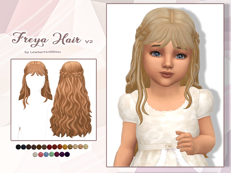 Sims 4 wavy hair CC Freya Hair V2 - Toddler by Lewbertsn00tles