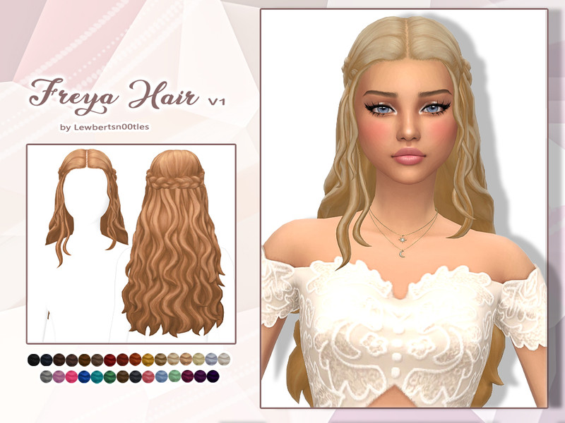 Sims 4 wavy hair CC Freya Hair V1 by Lewbertsn00tles