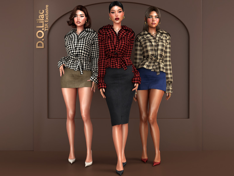 Sims 4 classic tailoring and knitwear custom content CC Plaid Affair Set -Bottom- by DOLilac