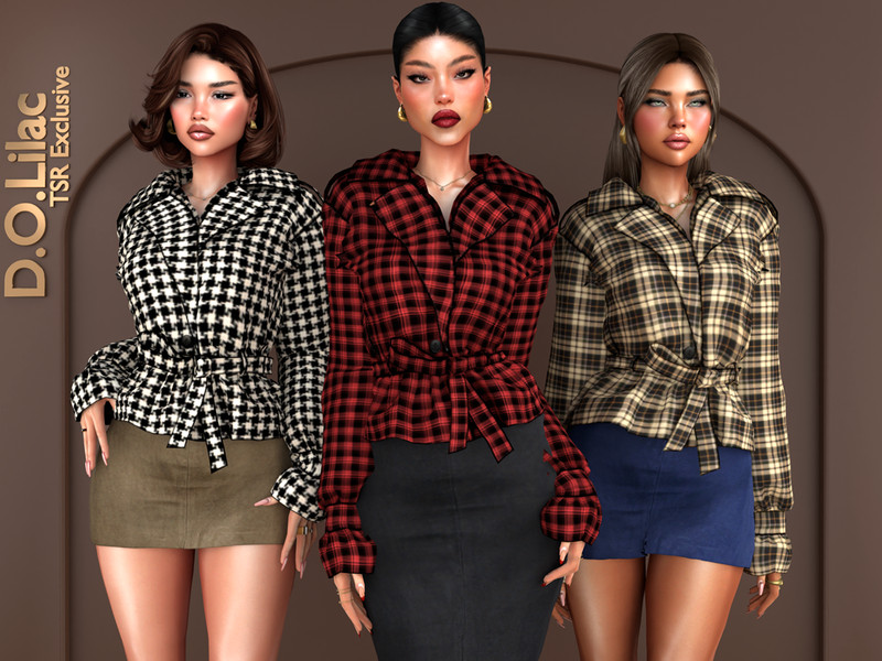 Sims 4 preppy plaid and campus fashion CC Plaid Affair Set -Bottom 2- by DOLilac