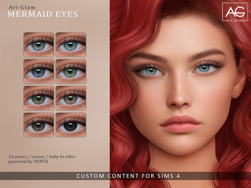 Sims 4 eye color CC Avi-Glam - Mermaid Eyes by VentaStudio
