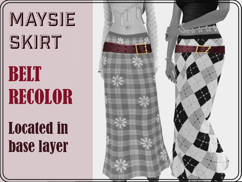 Sims 4 belt and belted fashion CC -MSK- Maysie Skirt Belt Recolor by marmskit