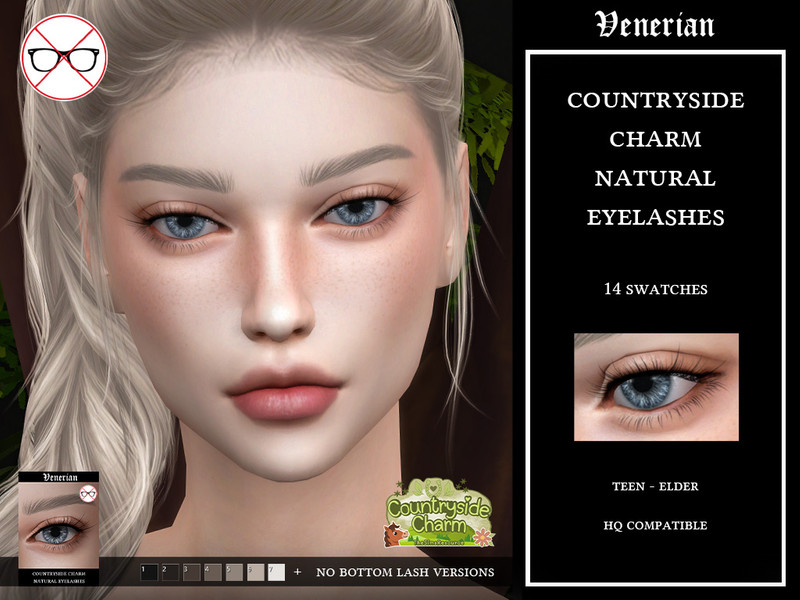 Sims 4 eyelash CC Countryside Charm Natural Eyelashes by Venerian - Incompatible With Glasses by Venerian