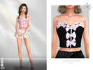 Sims 4 — BELTED BOW TOPCOAT by ZNsims — T-shirt, bow tie, Kitty cat, high-waist, casual