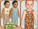 Sims 4 — Infants Western Vibes Jumpsuit by Pelineldis — Kids fashion clothing: five sleeveless jumpsuits for infant boys