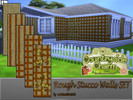 Sims 4 — Rough Stucco Walls SET by matomibotaki — Roughly textured wall set, partly with wooden slat cladding and