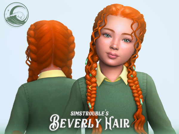 Sims 4 — Beverly Hairstyle - Kids Conversion by simstrouble — Boho-chic dutch braids accented with celestial charms and