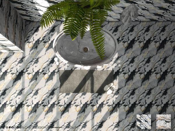 Sims 4 — Marmo Calacatta Floor by Caroll912 — A 2-swatch marble stone floor in white, gold, brown and black tones.