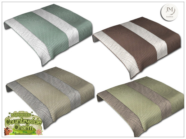 Sims 4 — Barnwood Countryside Charm blanket bed by jomsims — A warm bedroom set inspired by countryside style with