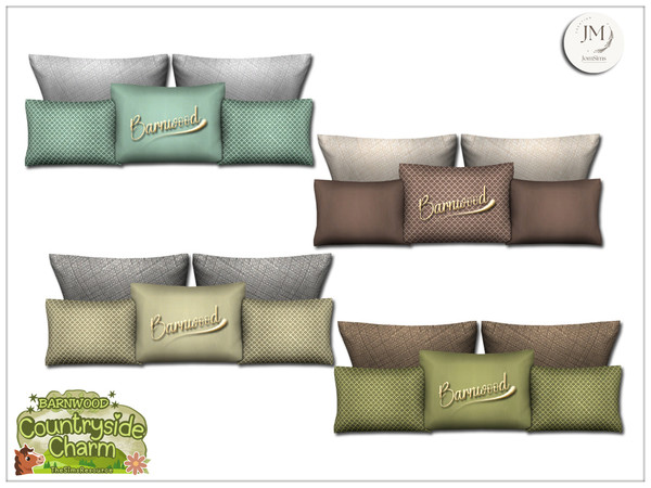 Sims 4 — Barnwood Countryside Charm cushions bed by jomsims — A warm bedroom set inspired by countryside style with