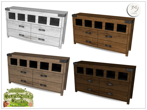 Sims 4 — Barnwood Countryside Charm dresser by jomsims — A warm bedroom set inspired by countryside style with natural