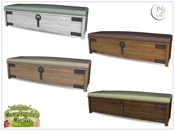 Sims 4 — Barnwood Countryside Charm trunk loveseat by jomsims — A warm bedroom set inspired by countryside style with