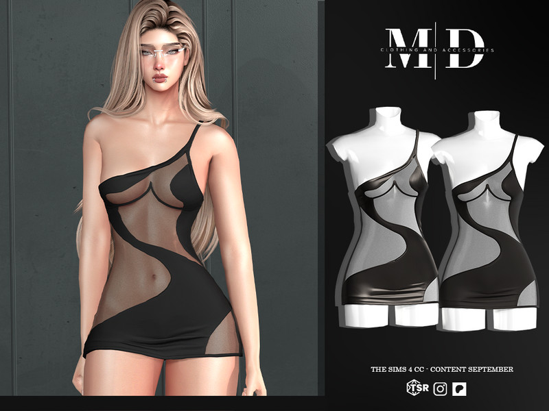 Sims 4 dress CC Jessica semi-sheer black mini dress by Mydarling20