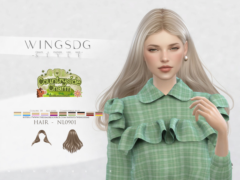 Sims 4 curly coily braided loc and afro hairstyle CC WINGS HAIR-Elegant long curly hair by wingssims