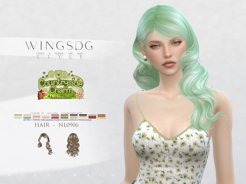 Sims 4 curly coily braided loc and afro hairstyle CC WINGS HAIR-Unilateral long curly hair by wingssims