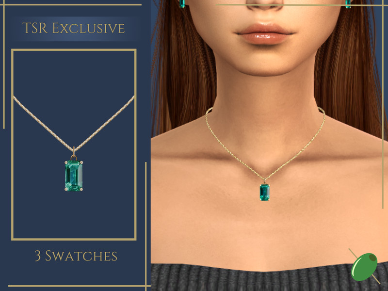 Sims 4 necklace CC Simple Emerald Necklace by Pitted0live