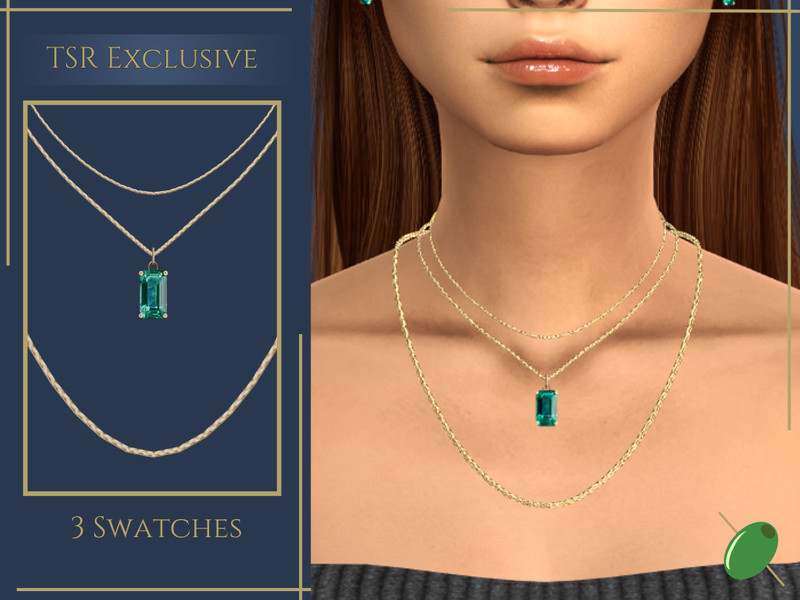 Sims 4 necklace CC Layered Emerald Necklace by Pitted0live