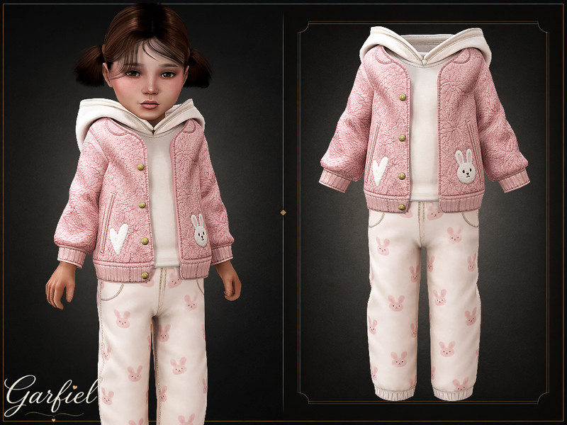 Sims 4 toddler boy clothing CC Toddler - Cozy layered outfit with textured jacket and printed pants by Garfiel