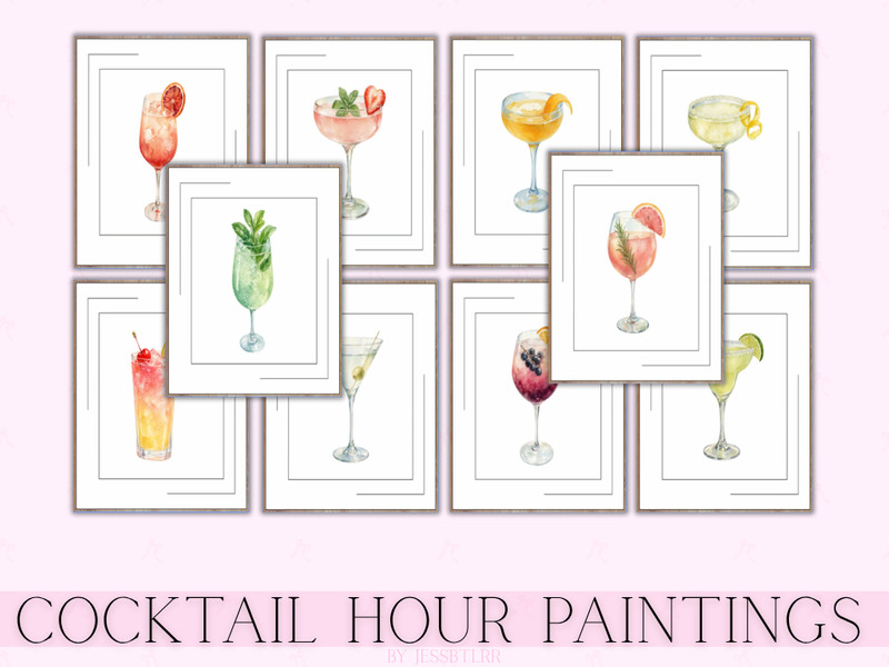 Sims 4 wall art CC Cocktail Hour Paintings by jessbtlrr