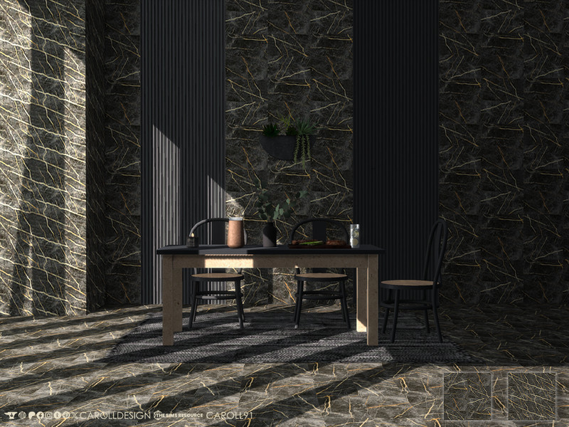 Sims 4 Build Mode CC Marmo Nero Wall by Caroll912