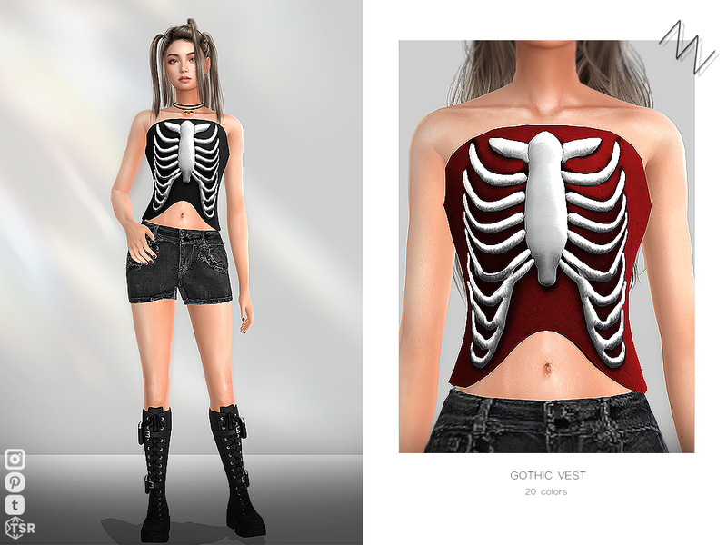 Sims 4 noir and Gothic CC CC GOTHIC VEST by ZNsims