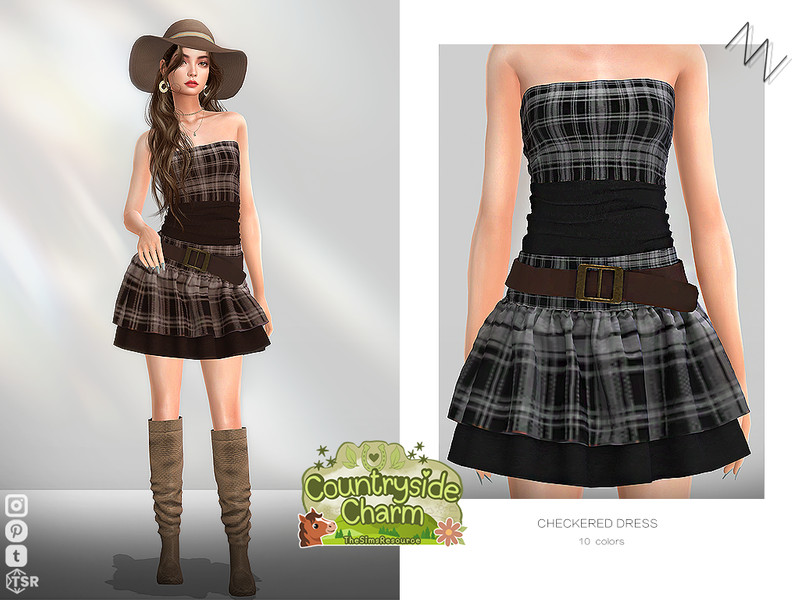 Sims 4 dress CC CHECKERED DRESS by ZNsims