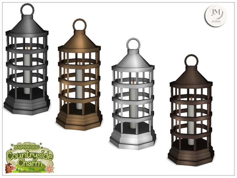 Sims 4 lighting fixture CC Barnwood Countryside Charm table lamp more small by jomsims