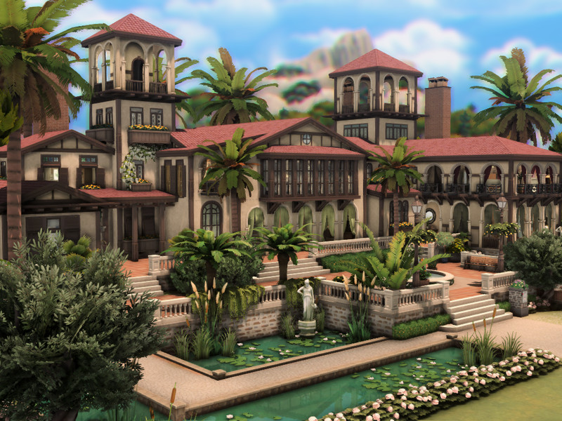 Sims 4 villa estate mansion and resort lot CC Mediterranean Villa - NO CC by plumbobkingdom