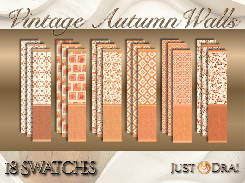 Sims 4 Build Mode CC Vintage Autumn Walls by Draven298