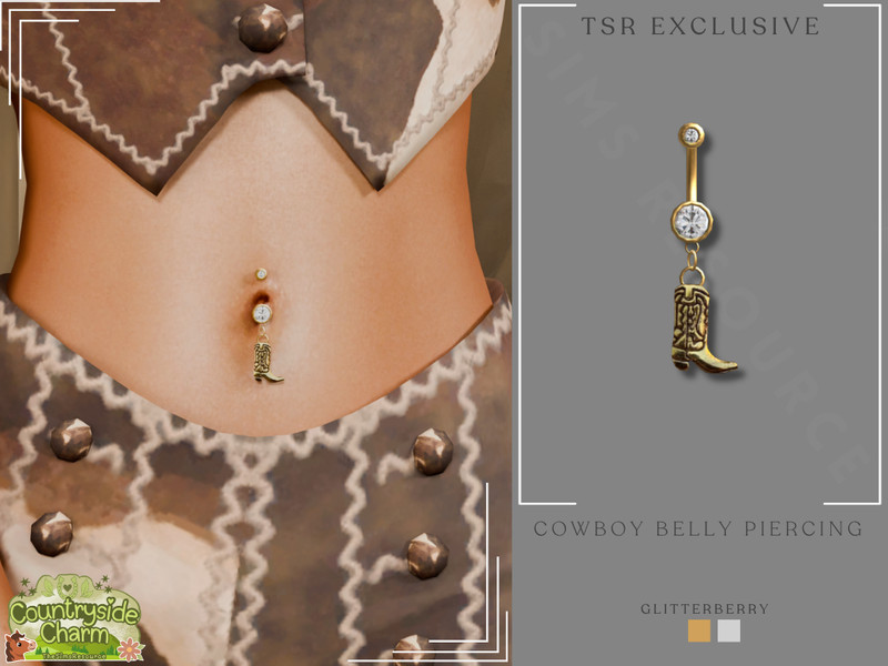 Sims 4 farm and ranch clothing CC Countryside Charm - Cowboy Belly Piercing by Glitterberryfly