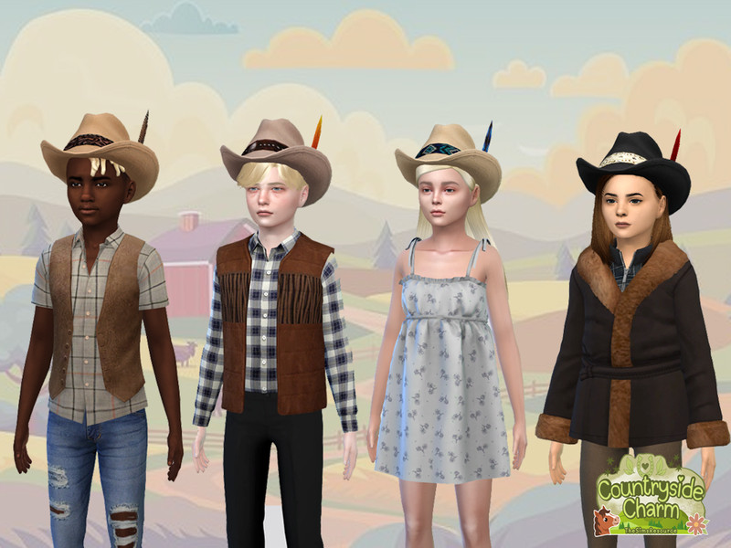 Sims 4 hat CC Western Grace Hat Kids by McLayneSims