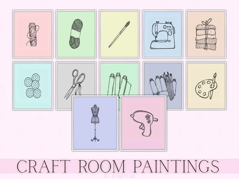 Sims 4 wall art CC Craft Room Paintings by jessbtlrr