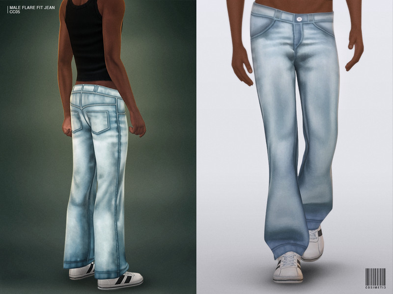Sims 4 men’s clothing CC Male Flare Fit Jeans by cosimetic