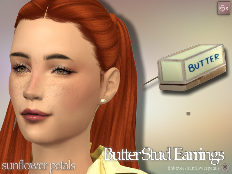 Sims 4 men’s accessory CC Butter Stud Earrings by SunflowerPetalsCC