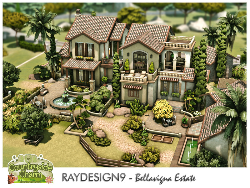 Sims 4 villa estate mansion and resort lot CC Bellavigna Estate by RayDesign9