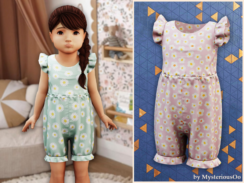 Sims 4 toddler boy clothing CC Toddler - Daisy ruffle romper by MysteriousOo