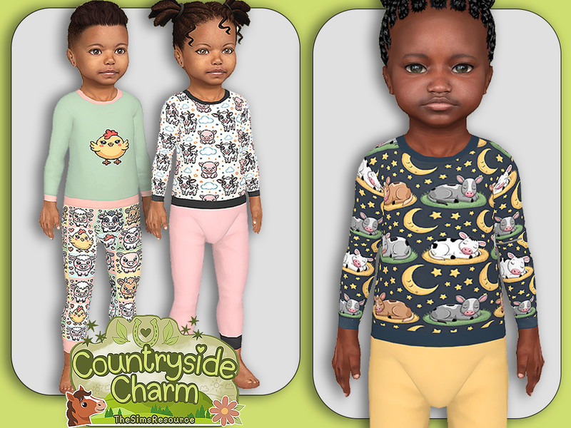 Sims 4 pajama CC Toddler Animal Farm Pajamas by Pelineldis