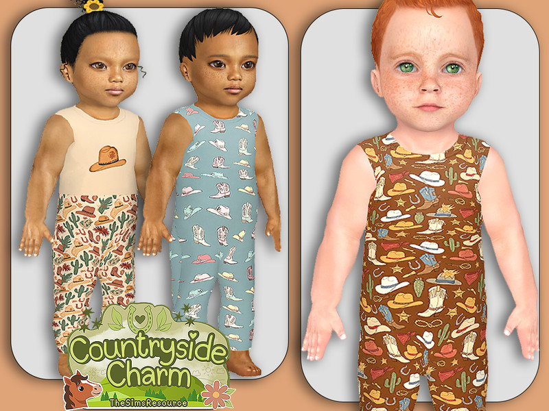 Sims 4 farm and ranch clothing CC Infants Western Vibes Jumpsuit by Pelineldis