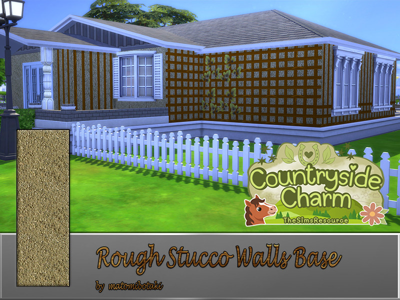 Sims 4 Build Mode CC Rough Stucco Walls Base by matomibotaki