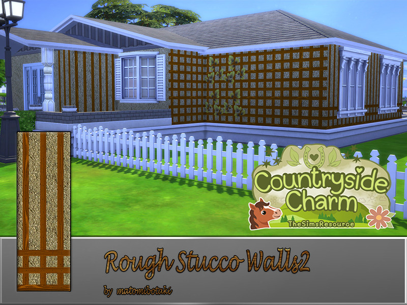 Sims 4 Build Mode CC Rough Stucco Walls2 by matomibotaki