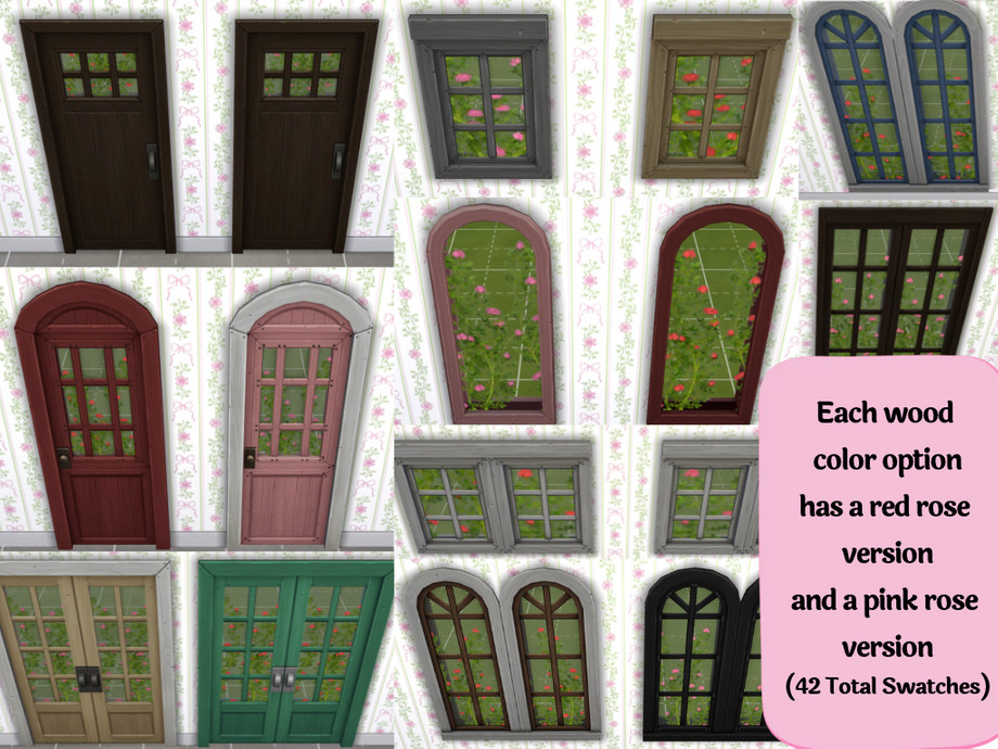 The Sims Resource | Rosie Cottage - Stained Glass Doors and Windows Set